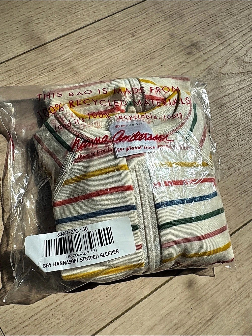 Hanna Andersson HannaSoft Stretch Striped Sleeper 0-3 mos